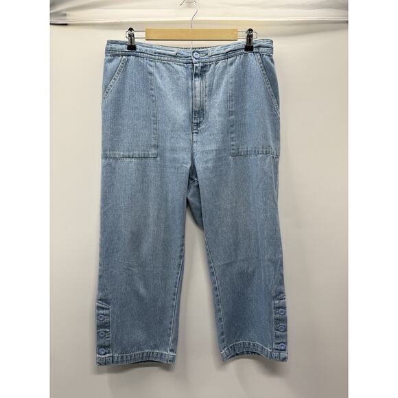 Paradise Bay Pants - Paradise Bay Denim Capri Pants Women Size 16 Light Wash Pull On Elastic Waist